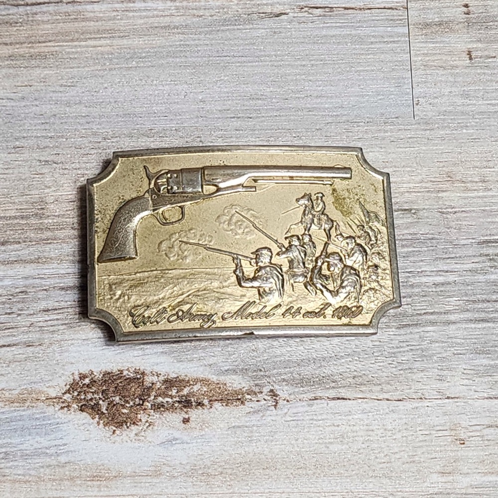 Vintage Colt Firearms Model 1860 Army Revolver Belt Buckle 2nd Edition Gold Tone